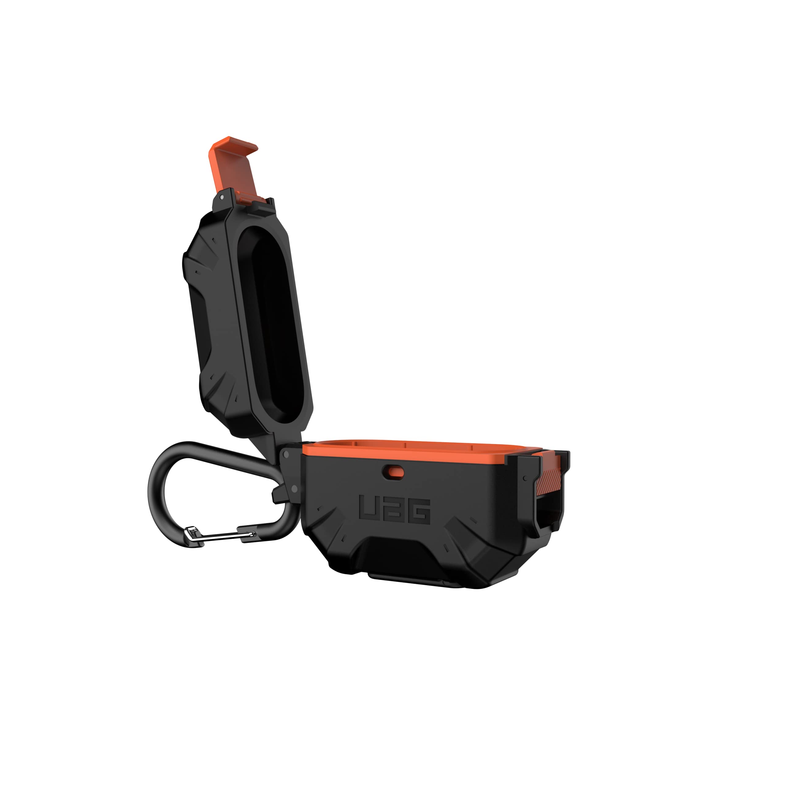 URBAN ARMOR GEAR UAG Designed for AirPod Case Black Orange (3rd Generation, 2021) Durable Protective Soft-Touch Silicone with Detachable Carabiner, Pathfinder