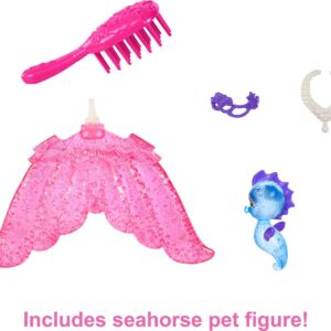 Barbie Mermaid Power Doll, "Malibu" with Seahorse Pet and Accessories, Mermaid Toys with Interchangeable Fins