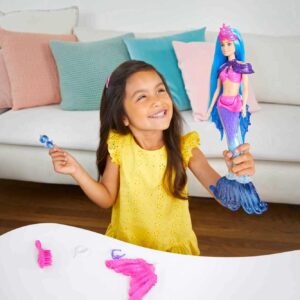 Barbie Mermaid Power Doll, "Malibu" with Seahorse Pet and Accessories, Mermaid Toys with Interchangeable Fins