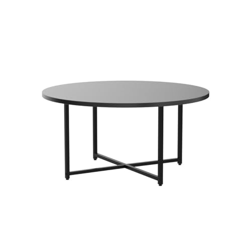 TOYSINTHEBOX Round Coffee Table Modern Coffee Table Sofa Table Tea Table for Living Room, Office Desk, Balcony, Wood Desktop and Metal Legs, Black, 31.5"