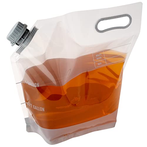 Restaurantware Cater Tek 1 Gallon Water Containers 10 Drink Bags - Collapsible Includes Tamper-Evident Caps Clear Plastic Beverage Bags For Catered Events Camping or Hiking Durable Handle