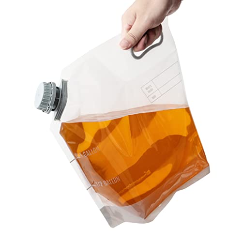 Restaurantware Cater Tek 1 Gallon Water Containers 10 Drink Bags - Collapsible Includes Tamper-Evident Caps Clear Plastic Beverage Bags For Catered Events Camping or Hiking Durable Handle