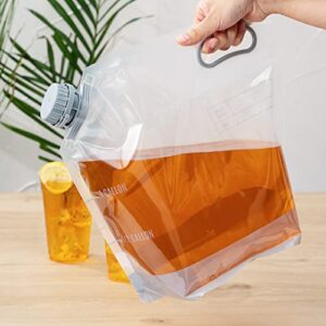 Restaurantware Cater Tek 1 Gallon Water Containers 10 Drink Bags - Collapsible Includes Tamper-Evident Caps Clear Plastic Beverage Bags For Catered Events Camping or Hiking Durable Handle