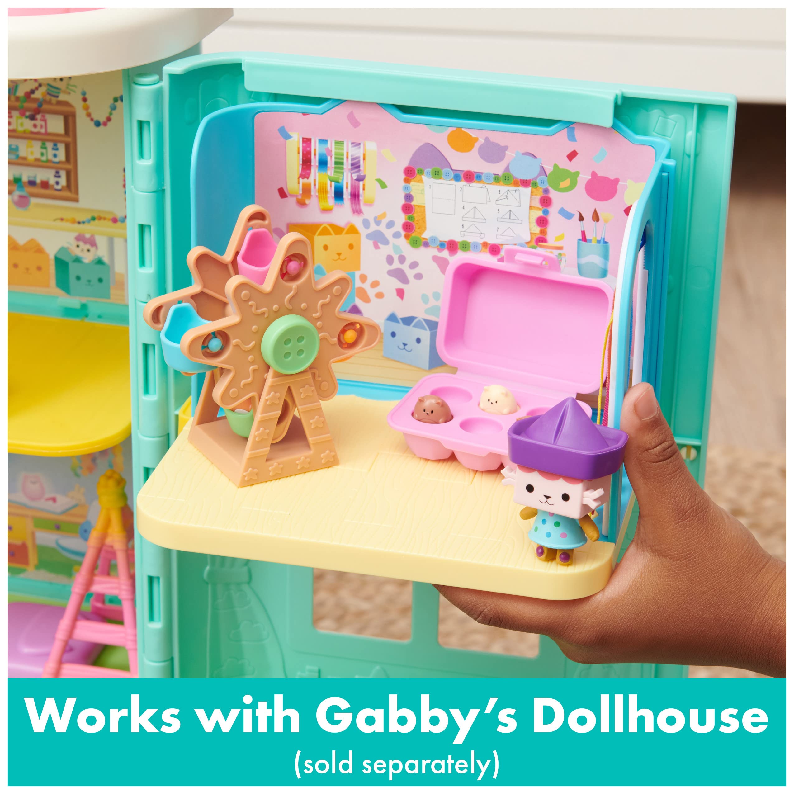 Gabby's Dollhouse, Baby Box Cat Craft-A-Riffic Room with Exclusive Figure, Accessories, Furniture and Dollhouse Delivery, Kids Toys for Ages 3 and up