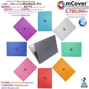 mCover Case Compatible ONLY for 2021~2023 14.2” MacBook Pro A2442 Laptop Computer (with M1 | M2 Pro/Max Chip, Liquid Retina XDR Display, MagSafe3 + HDMI connectors) - Orange