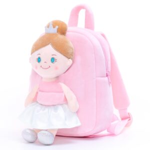 Gloveleya Toddler Backpack with Rag Doll Baby Gifts Angel Girl Pink 9 Inches