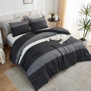 Litanika Twin XL Comforter Set Black White Grey - 2 Pieces Gray Twin Extra Long Size Lightweight Bedding Set, All Season Down Alternative Comforter