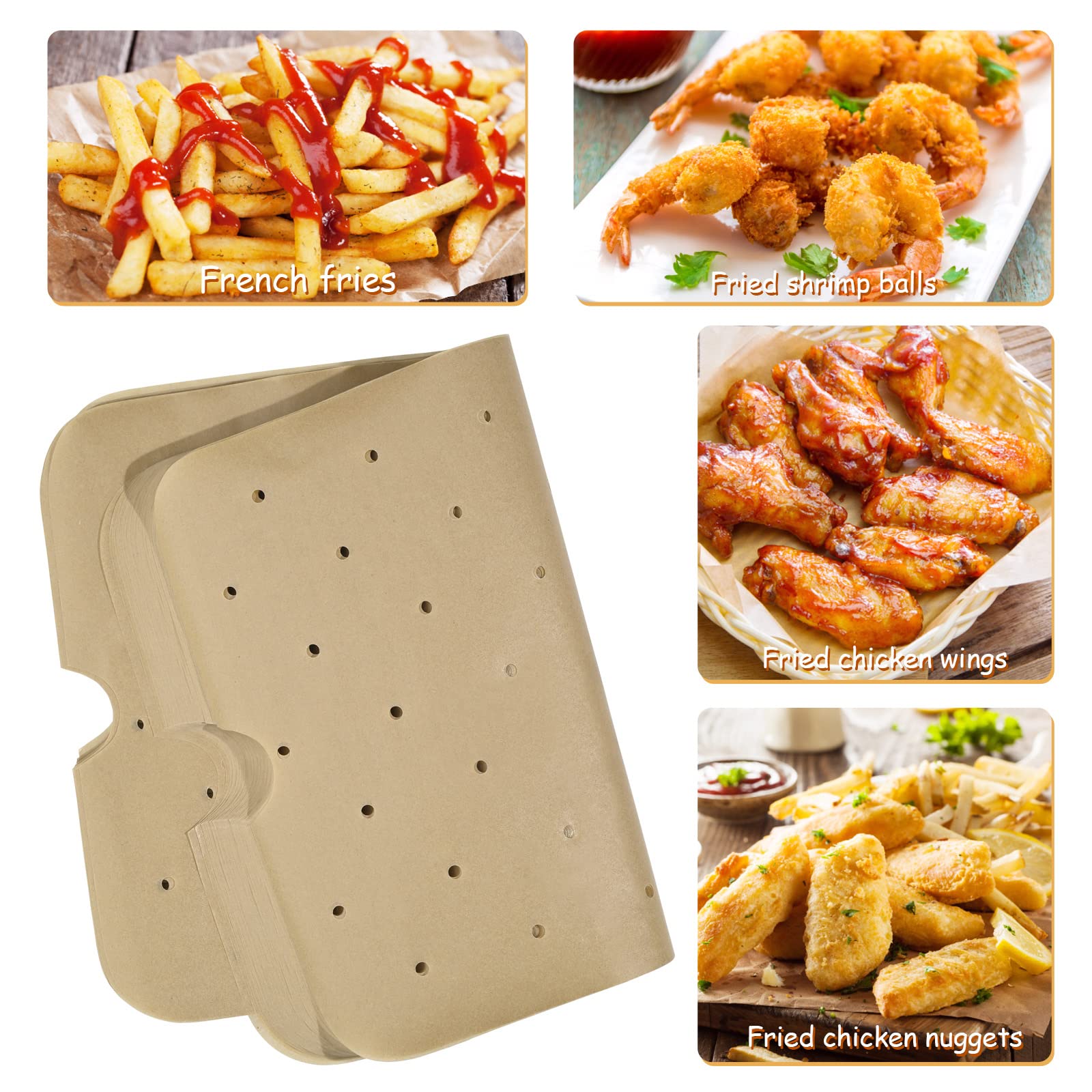 WMKGG Disposable Air Fryer Parchment Paper, 100 PCS Perforated Rectangular Air Fryer Liners for Ninja Foodi XL Smart FG551 6-in-1 Indoor Grill