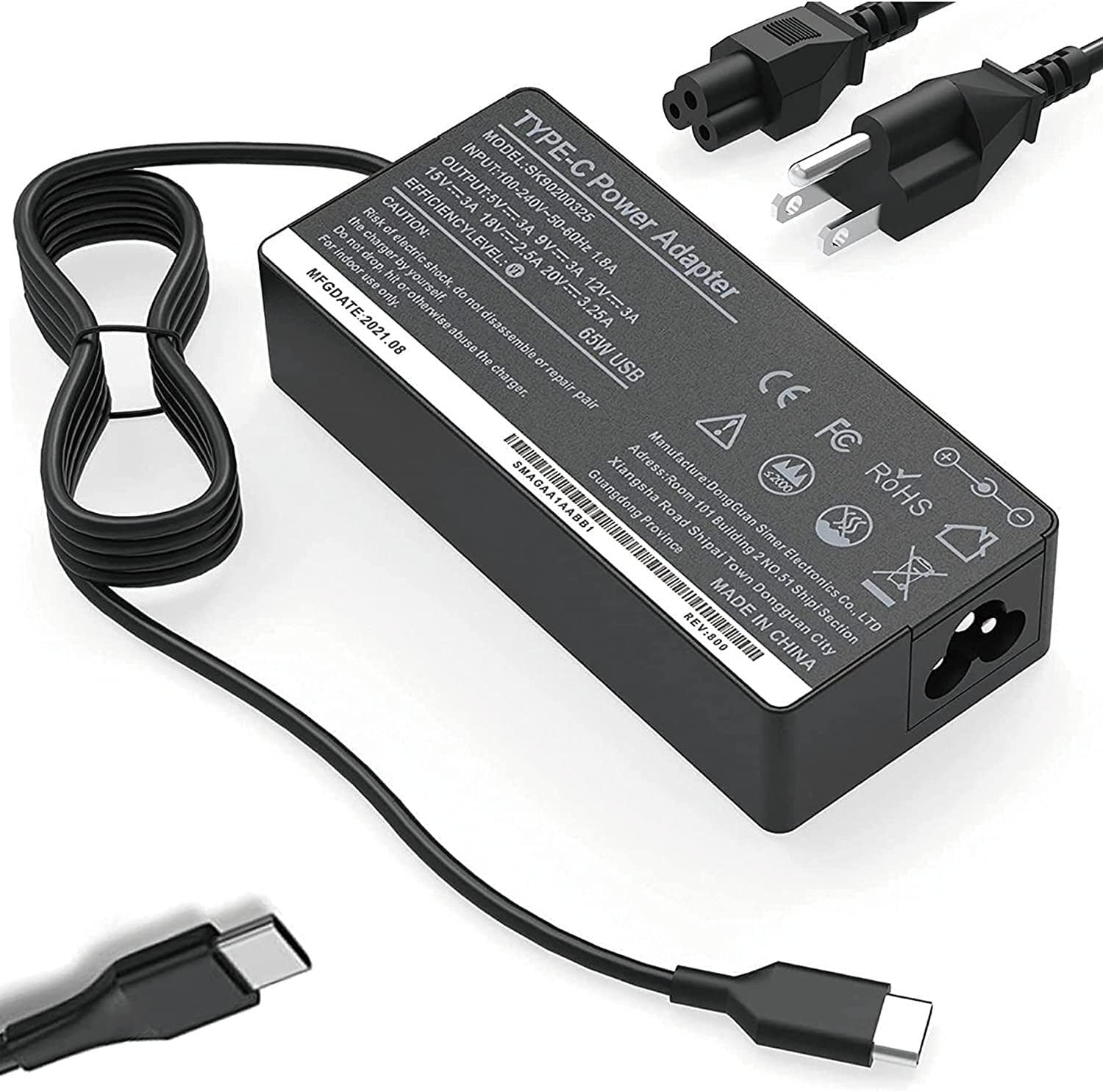 Charger for Lenovo Laptop Computer，65W 45W, for Lenovo ThinkPad Yoga Chromebook 20V 3.25A Lenovo Laptop Charger