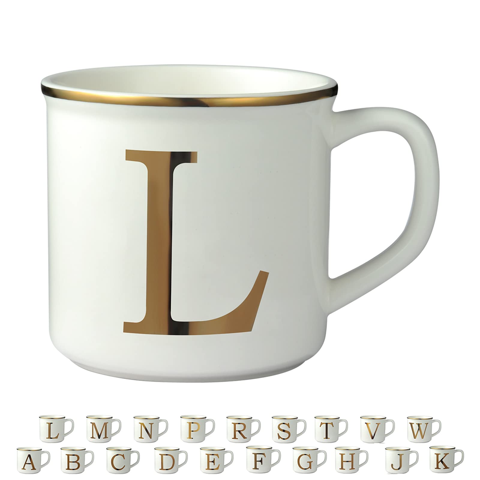 Miicol Micorave Safe Gold Initials 16 oz Large Cup Monogramm Personalized- Gifts Mug with Man and Women's Initials -Gold Letters L