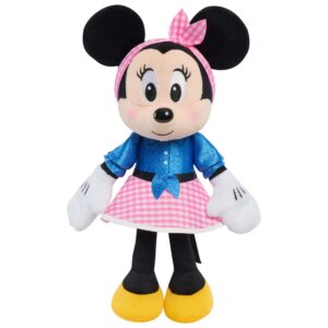 disney junior 9.5-inch minnie mouse small plush stuffed animal, super-soft huggable plush, kids toys for ages 2 up by just play