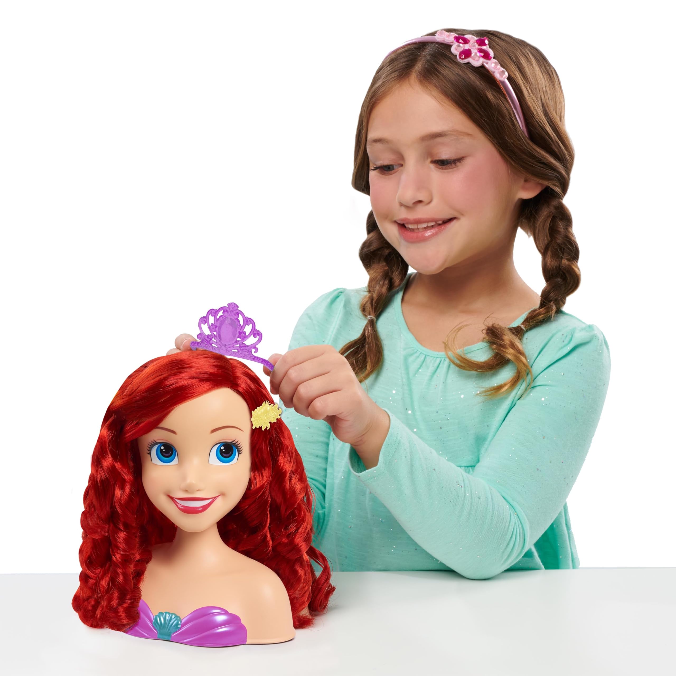 Disney Princess Ariel Styling Head, 14-pieces, Pretend Play, Kids Toys for Ages 3 Up by Just Play