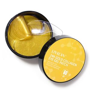 liyalan 24k gold under eye patches for dark circles and puffiness eye mask skin care products eye patches for puffy eyes beauty under eye for women 60pcs