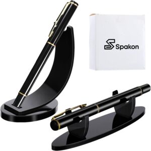 2 Pieces Acrylic Pen Holder Display Stand Pencil Display Holder Fountain Pen Ballpoint Pen Display Rack Desk Pencil Wand Holder Showcase, Paintbrush Drying Rack for Home Office School (Black)