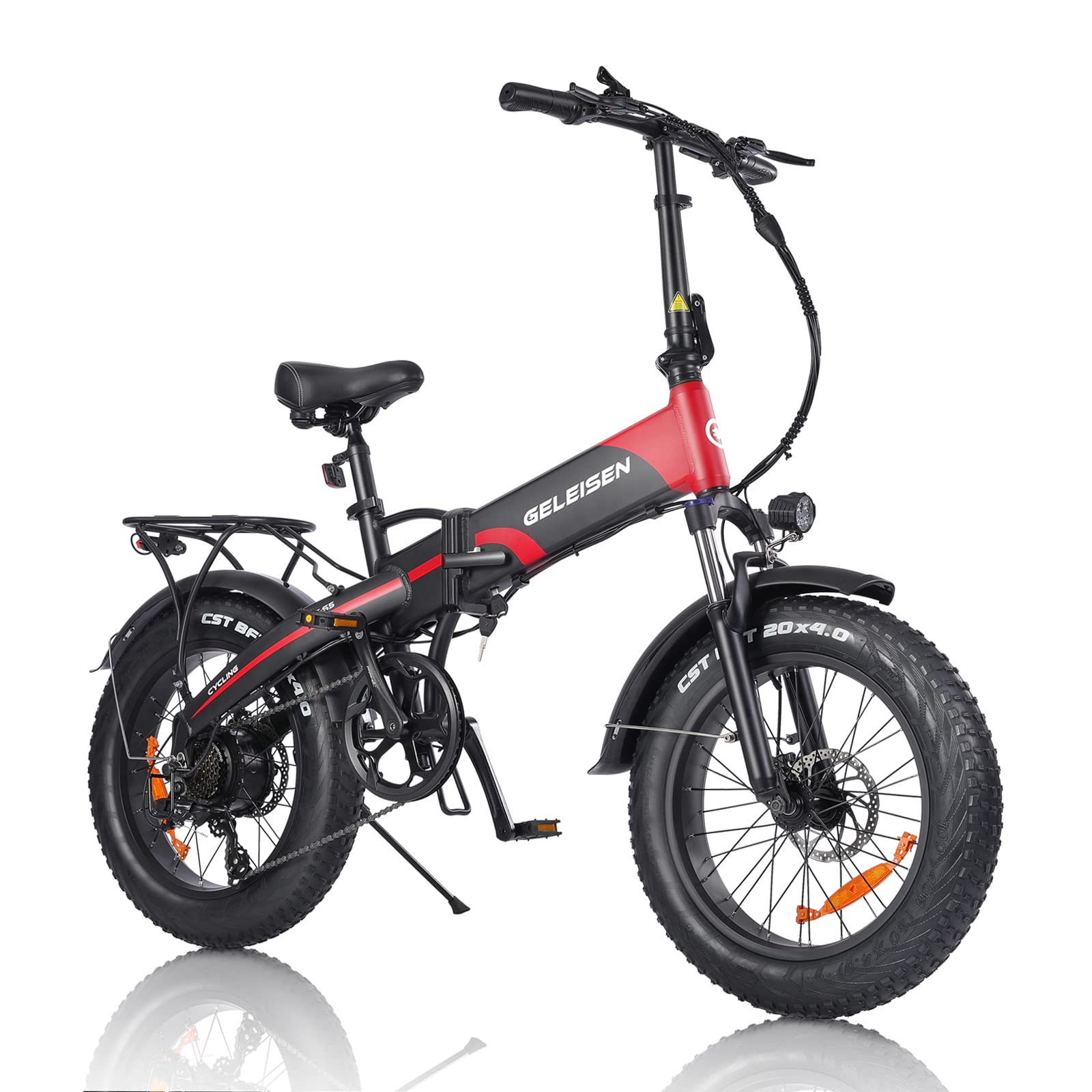 Folding Electric Bike for Adults, GELEISEN 750W(Peak1000W) Electric Mountain Bike, 48V 13Ah Removable Battery Up to 54 Miles, 28Mph 20"x4.0 Fat Tire Ebike, Professional 7 Speed Gear, UL2849 Certified