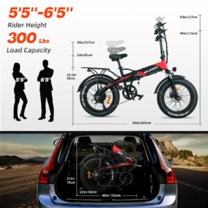 Folding Electric Bike for Adults, GELEISEN 750W(Peak1000W) Electric Mountain Bike, 48V 13Ah Removable Battery Up to 54 Miles, 28Mph 20"x4.0 Fat Tire Ebike, Professional 7 Speed Gear, UL2849 Certified