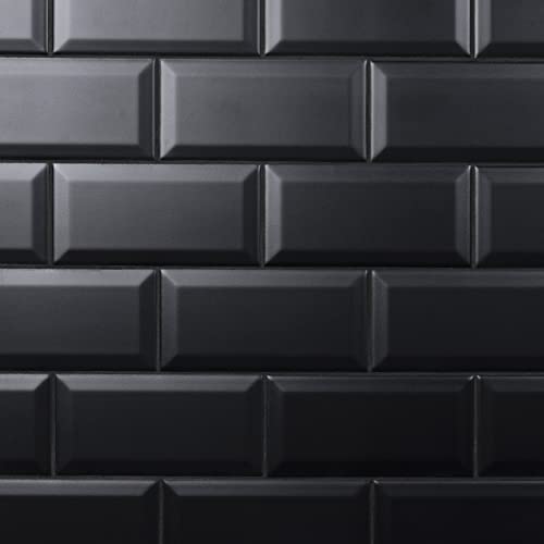 Merola Tile Crown Heights Beveled Matte Black 3" x 6" Ceramic Wall Tile