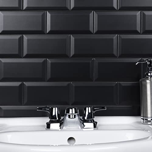 Merola Tile Crown Heights Beveled Matte Black 3" x 6" Ceramic Wall Tile