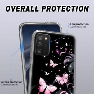 RYUITHDJP Galaxy A03S/A03 Case 6.5" with Glitter Bling Pink Butterfly Theme Design, for Samsung A03s Case Clear Stylish Transparent Durable Cover