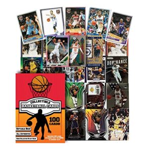 assorted set of 100 basketball trading cards - all new condition cards - perfect starter set for kids, adults, & collectors - potential superstar and hall of fame cards available - retail packaging