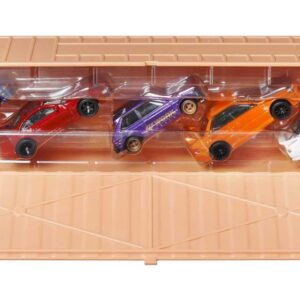 Hot Wheels Ronin Run Container Set, 5 1:64 Scale Premium Cars in Collectible Container, Metal/Metal Body & RealRiders Tires, for Collectors