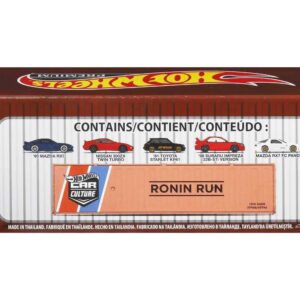 Hot Wheels Ronin Run Container Set, 5 1:64 Scale Premium Cars in Collectible Container, Metal/Metal Body & RealRiders Tires, for Collectors