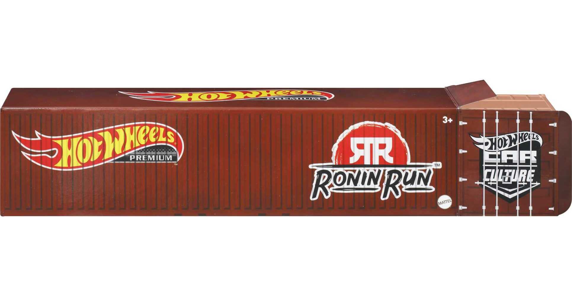 Hot Wheels Ronin Run Container Set, 5 1:64 Scale Premium Cars in Collectible Container, Metal/Metal Body & RealRiders Tires, for Collectors