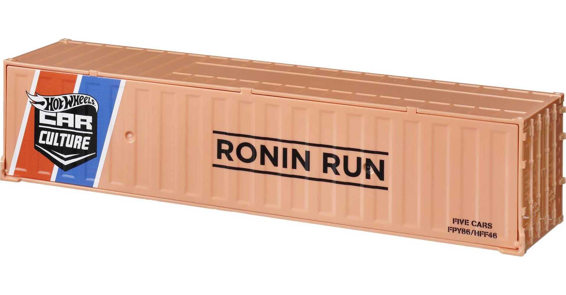 Hot Wheels Ronin Run Container Set, 5 1:64 Scale Premium Cars in Collectible Container, Metal/Metal Body & RealRiders Tires, for Collectors