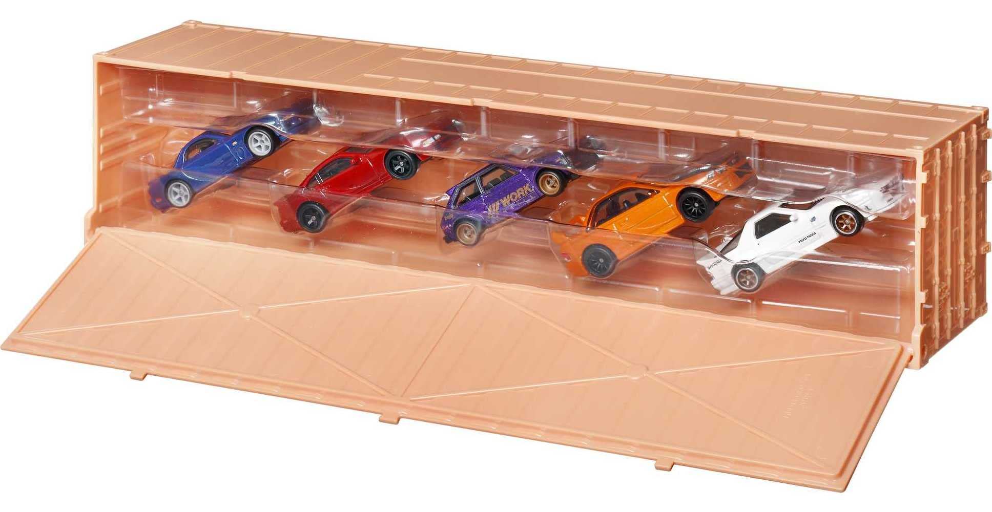 Hot Wheels Ronin Run Container Set, 5 1:64 Scale Premium Cars in Collectible Container, Metal/Metal Body & RealRiders Tires, for Collectors