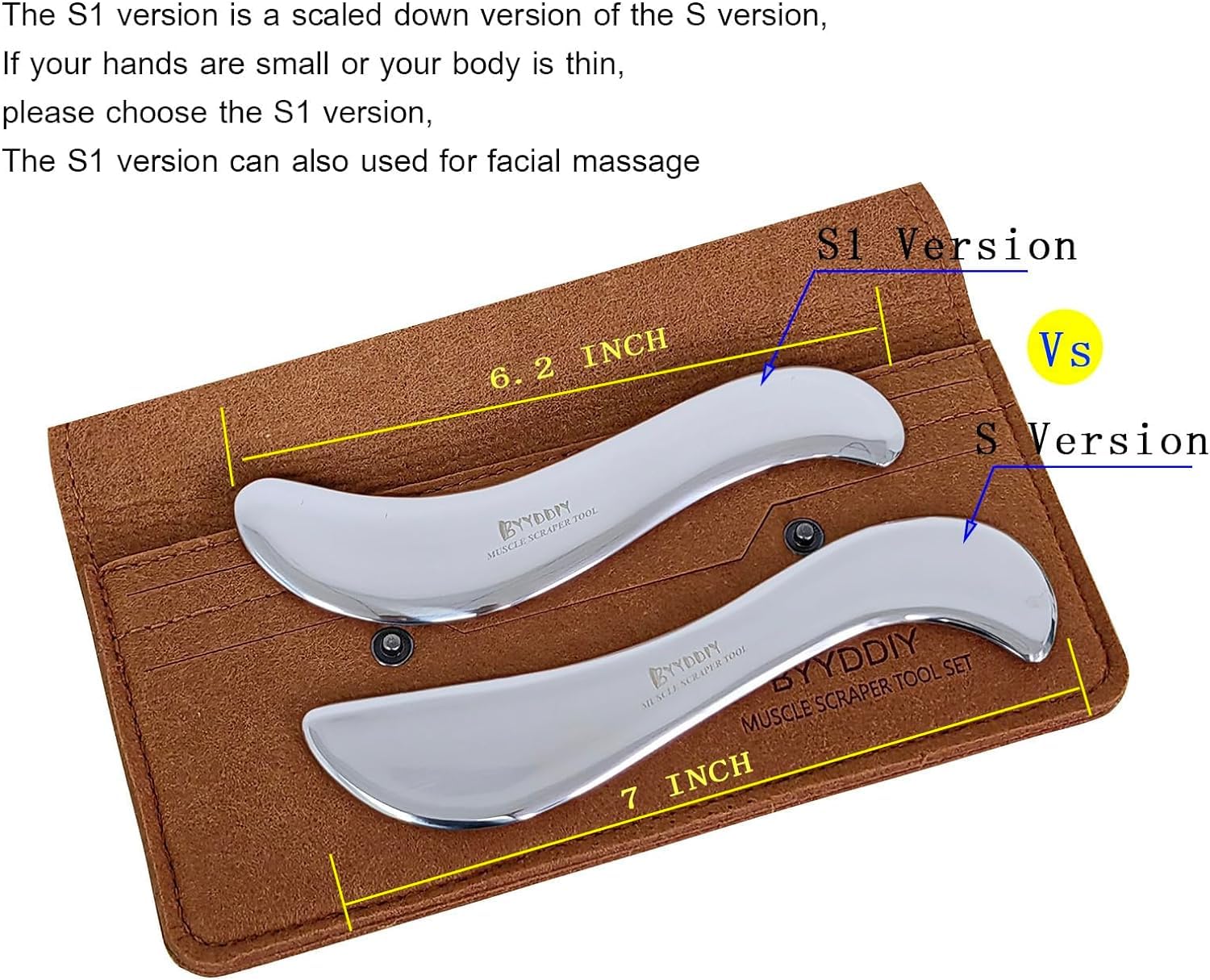 BYYDDIY Stainless Steel Gua Sha Muscle Scraper Tool,Scar Tissue Tool,Physical Therapy Tools,Muscle Scraping Tool,Guasha Massage Scraper,IASTM Tools,Skin Scraping Tool,Soft Tissue Massage Tool