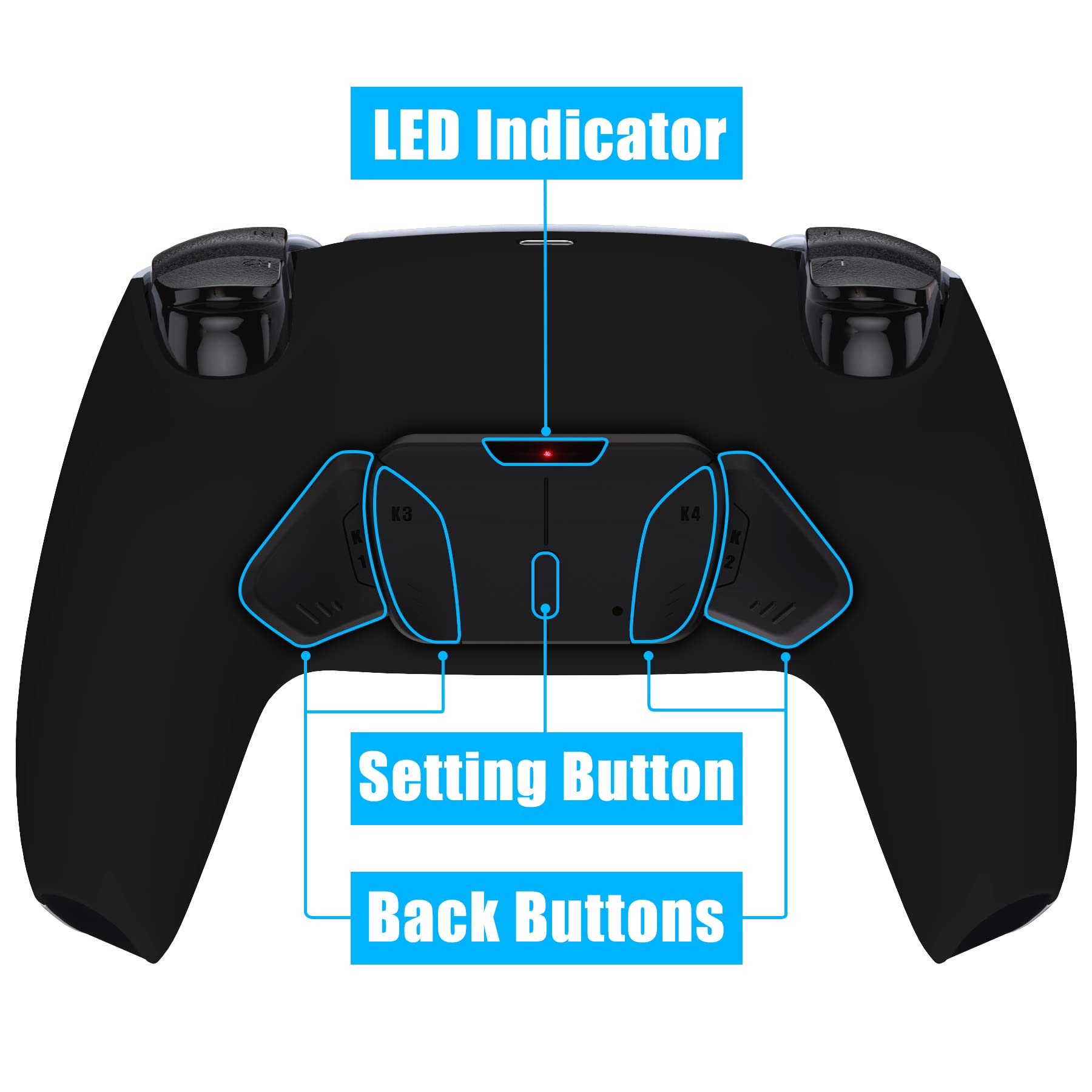 eXtremeRate Black Programable RISE4 Remap Kit for PS5 Controller BDM 010 & BDM 020, Upgrade Board & Redesigned Back Shell & 4 Back Buttons for PS5 Controller - Controller NOT Included