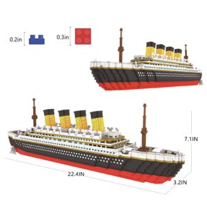 3800+ PCS Micro Blocks Titanic Model Building Set, Mini Building Bricks Titanic Toy Ship Block, 3D Puzzle Sets DIY Educational Toys Gift for Adults and Kids Age 8+