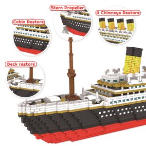 3800+ PCS Micro Blocks Titanic Model Building Set, Mini Building Bricks Titanic Toy Ship Block, 3D Puzzle Sets DIY Educational Toys Gift for Adults and Kids Age 8+