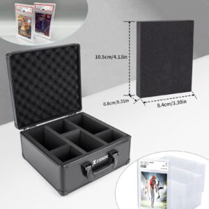 Graded Card Storage Box and Top Loaded PSA,BGS,SGC,GMA baseball football sports cards, Impact Absorbing Foam Slots Waterproof Display Trading Card Case with Durable Lock,Easy to Carry (3 Slots)