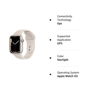 Apple Watch Series 7 (GPS, 41mm) Starlight Aluminum Case with Starlight Sport Band, Regular (Renewed)