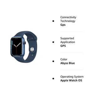 Apple Watch Series 7 (GPS, 45mm) Blue Aluminum Case with Abyss Blue Sport Band, Regular (Renewed)