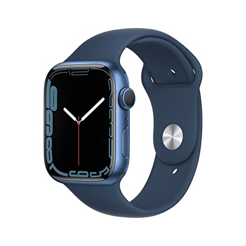 Apple Watch Series 7 (GPS, 45mm) Blue Aluminum Case with Abyss Blue Sport Band, Regular (Renewed)