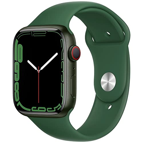 Apple Watch Series 7 (GPS + Cellular, 45mm) Green Aluminum Case with Clover Sport Band, Regular (Renewed)