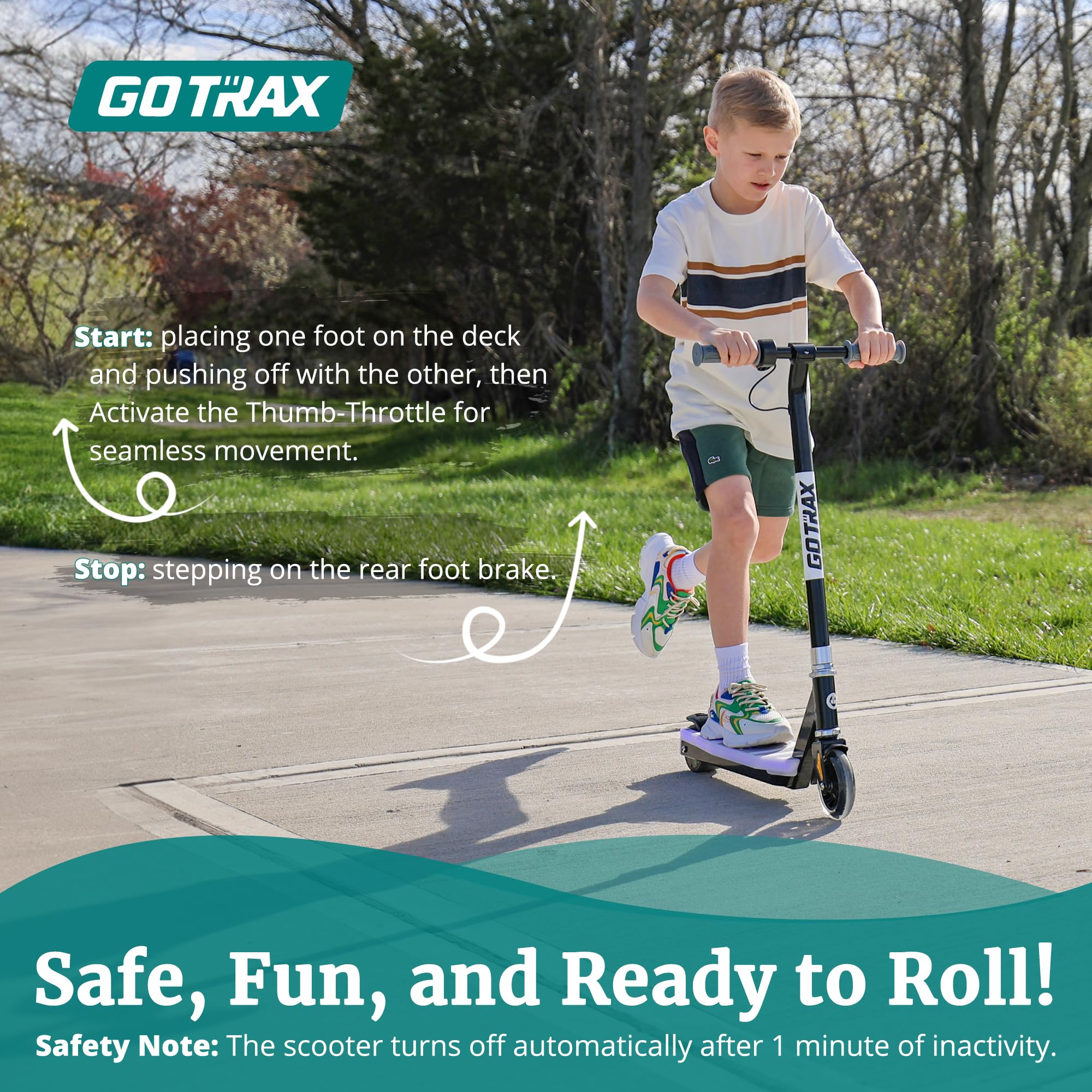 Gotrax SCOUT PRO Kids Electric Scooter, Max 6Mph and 30min Riding Time, Thumb-Throttle Control with PU luminous Front Wheels (5.0''), Ideal Kick Scooter for Kids Ages 4-7, Black