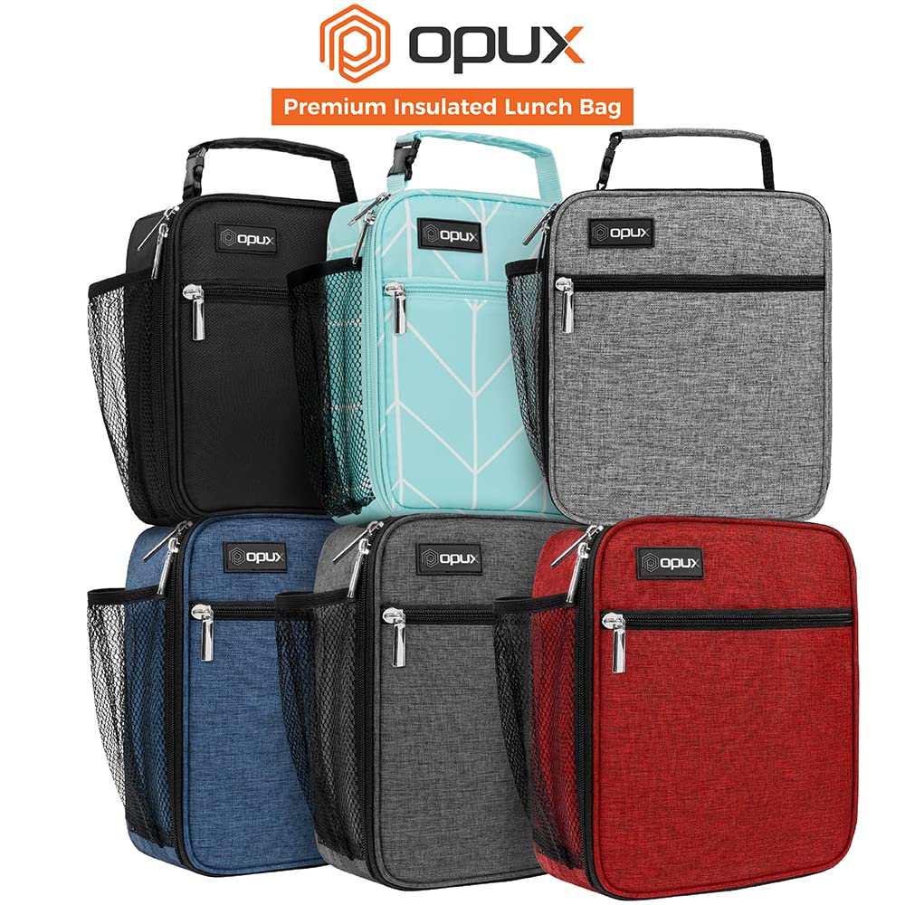 opux Insulated Lunch Box for Adult Men Women, Thermal Lunch Bag for Kids Boys Girls Teens, Soft Compact Lunch Cooler Bag for Work School Picnic, Reusable Small Lunchbox Lunch Pail Kit (Navy)