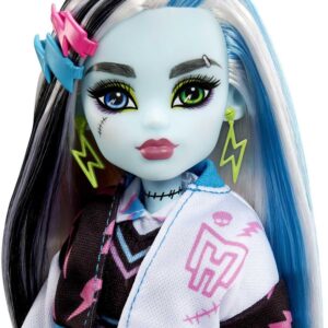 Monster High Doll, Frankie Stein with Blue & Black Streaked Hair in Signature Look with Fashion Accessories & Pet Dog Watzie