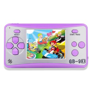 Haopapa Retro Handheld Games Console for Children with 168 Classic Games Built-in 2.5 Inches Color Screen Portable Video Game Player Support TV Output Electronic Game Toys for Boys Girls (Purple)