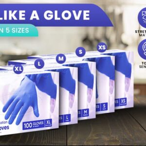 OWELL Medical Exam Nitrile Gloves | MEDIUM | 4mil Disposable Gloves, Powder-Free, Latex-Free Food Safe Certified Gloves (100ct)