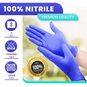 OWELL Medical Exam Nitrile Gloves | MEDIUM | 4mil Disposable Gloves, Powder-Free, Latex-Free Food Safe Certified Gloves (100ct)