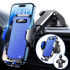 vanmass 2024 【best military-grade】 phone holders for your car 【65+lbs strongest suction & clip】 ultimate cell phone mount dashboard window vent for iphone 15 pro max 14 13 12 samsung android truck