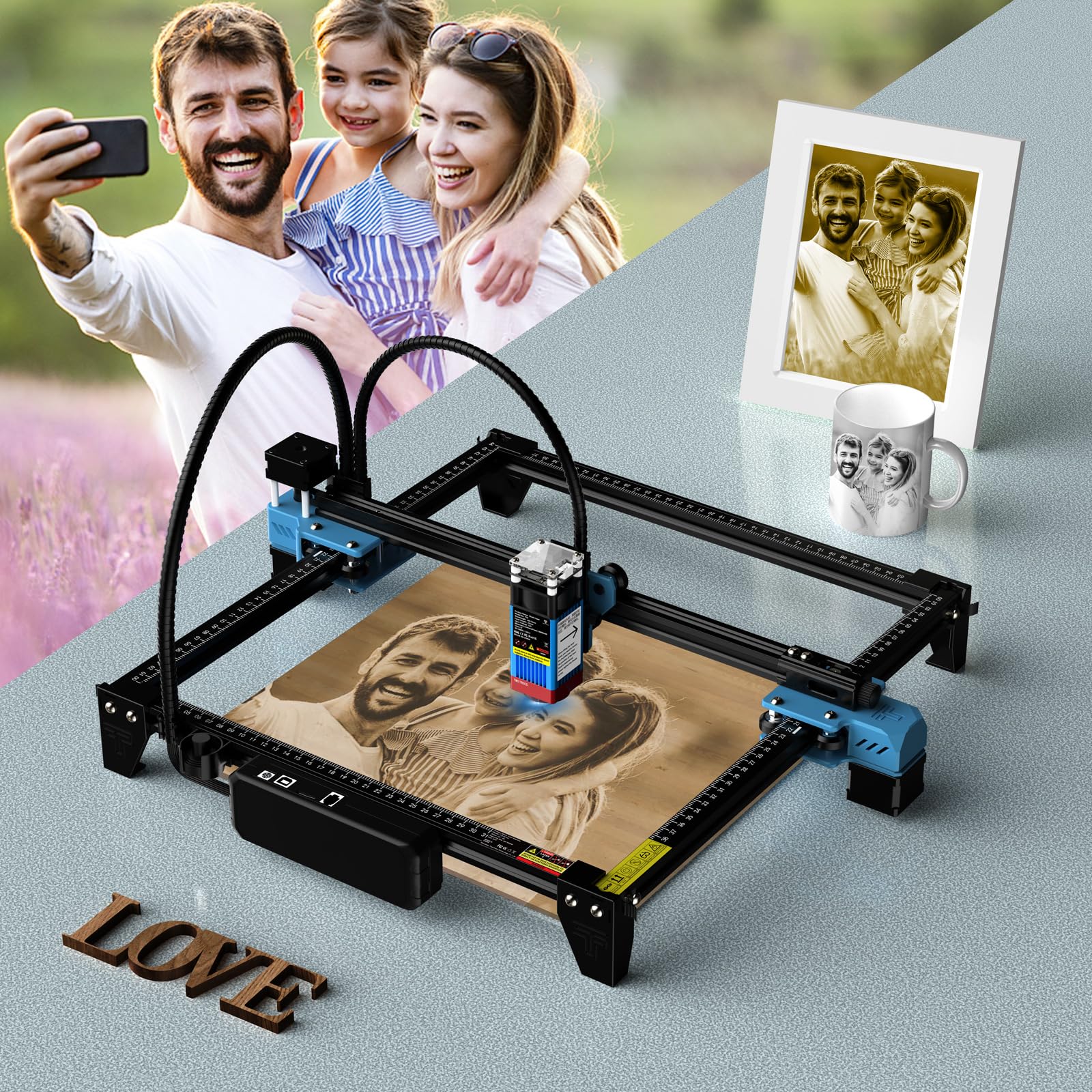 TTS-55 PRO 5500mW Laser Engraver Machine Laser Cutter Laser Cutting Engraving Tool for Wood Metal Aluminum Glass Leather