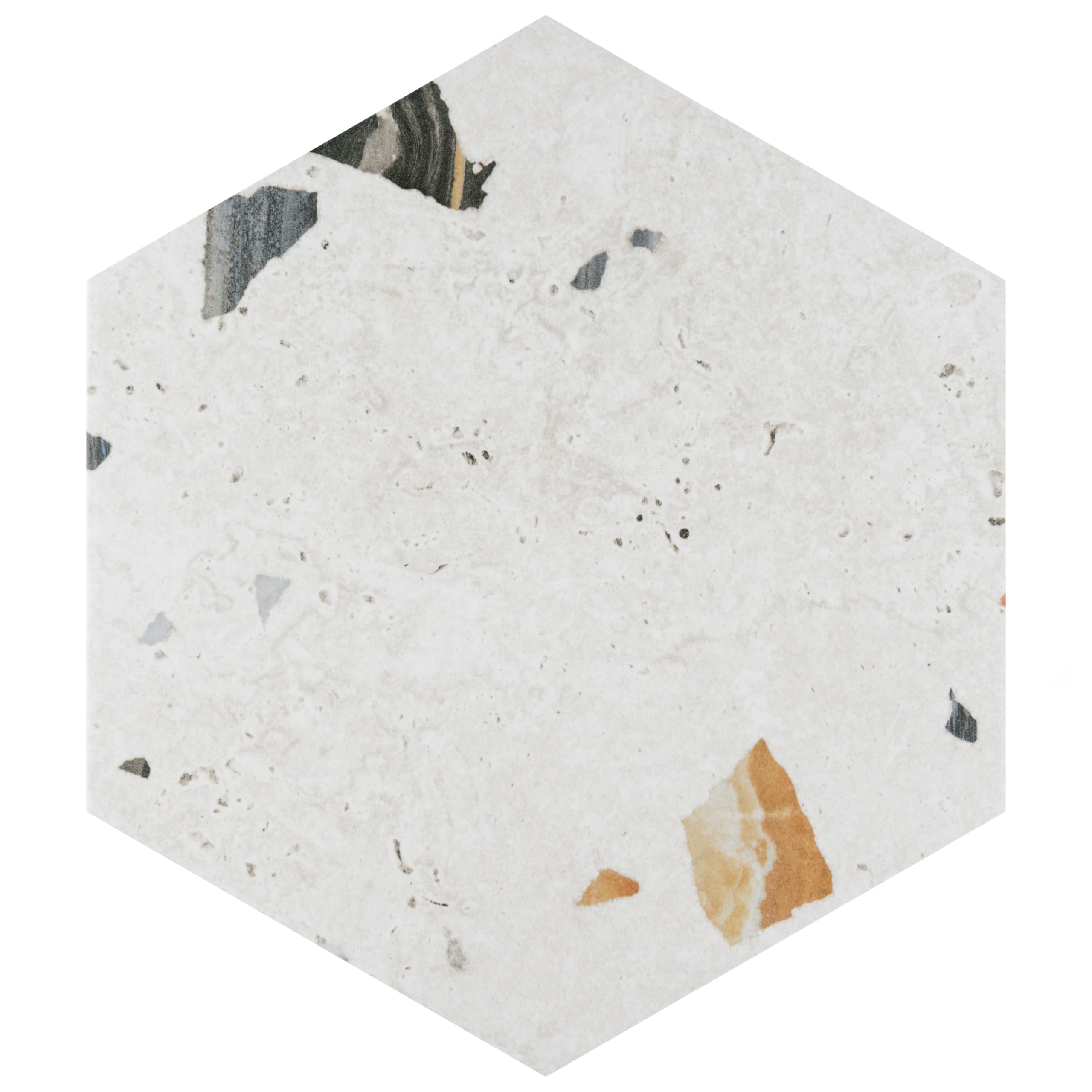 Merola Tile Sonar Hex White 8-5/8" x 9-7/8" Porcelain Floor and Wall Tile