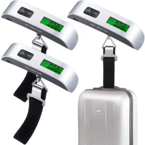 weewooday 3 pieces digital travel luggage scale 110 lbs hand held digital weight suitcase scale portable baggage travel bag scale with hook, battery included