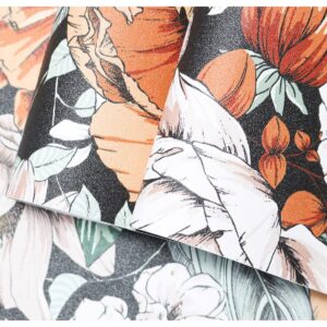 HAOKHOME 93191 Vintage Peel and Stick Floral Wallpaper Removable Large Peony Black/Orange/Pink Vinyl Self Adhesive Mural 17.7in x 9.8ft