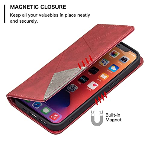 Fansipro Wallet Folio Case for SAMSUNG Galaxy A40, Premium PU Leather Slim Fit Cover for Galaxy A40, 2 Card Slots, 1 Transparent Photo Frame Slot, Easy Fit, Red